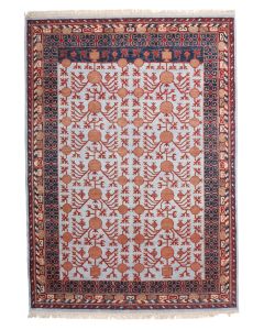 Khotan Rug in Red & Dark Navy - 7'7 x 5'5