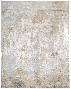Modern Part Silk Rug in Sand Design