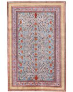 Khotan Samarkand Design Part Silk in Beige border  - 8'3 x 5'5